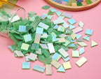 200 Pieces Bulk Iridescent Mosaic Glass Tiles, 4 Shapes Mixed Stained Glass - Image 5