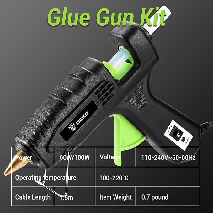 Hot Glue Gun Full Size: DEKOPRO 60/100Watt Dual Temp Hot Glue Gun Kit - Image 3