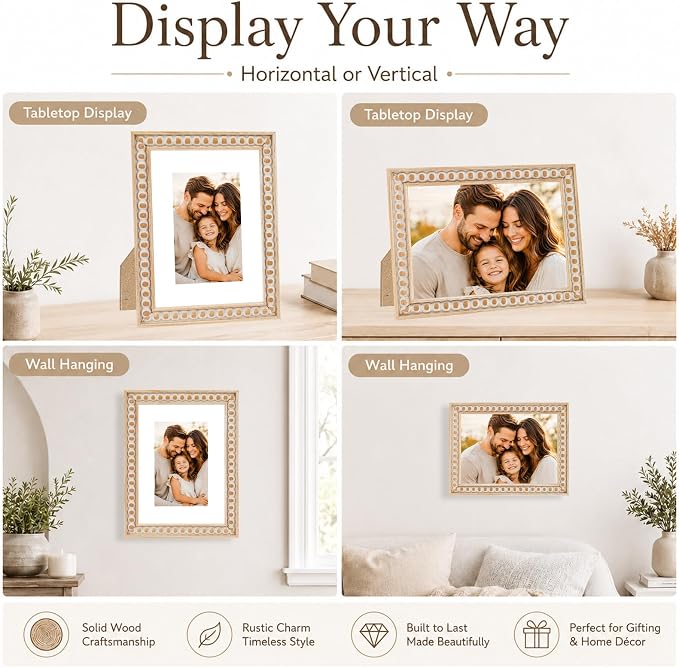 Solid Wood 8.5x11 Picture Frame Beaded Frame - Image 6