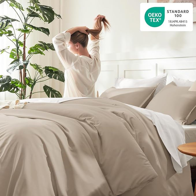 Litanika Comforters Khaki Oversized King Size, 3 Pieces Lightweight Solid - Image 4
