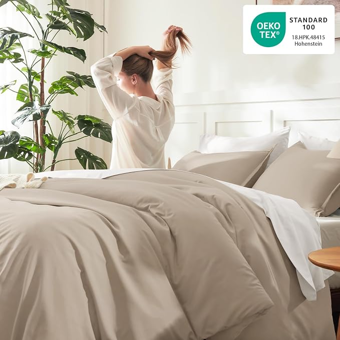 Litanika Comforters Khaki Oversized Queen Size, 3 Pieces Lightweight Solid - Image 4