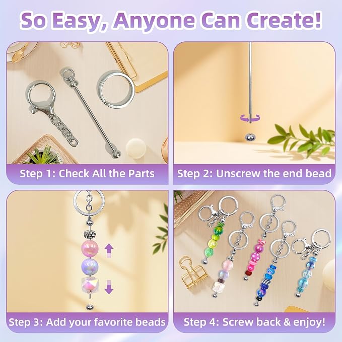 28 Pcs Beadable Keychain Bars - Image 5