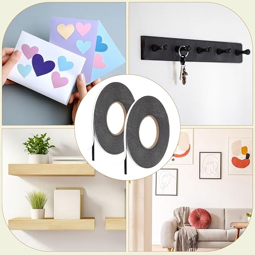 Tatuo 2 Rolls Double Sided Foam Tape PE Foam Tape Sponge Soft Mounting Adhesive - Image 6
