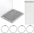 400 Pcs Long Bead Ball Chain Keychain, 3.9 Inch Silver, 2.4mm by BESARME