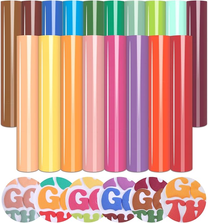 Tintnut Multicolored Puff Heat Transfer Vinyl, easy cut & weed, stretch washable by Tintnut