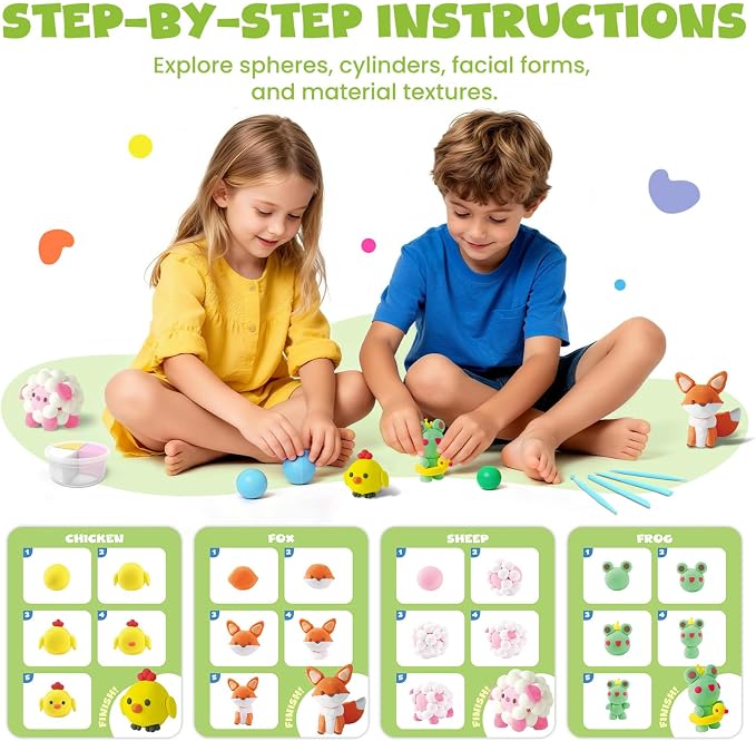 JUPITEARTH Air Dry Clay for Kids, 12 Animals Theme Party Modeling Clay Set | - Image 5