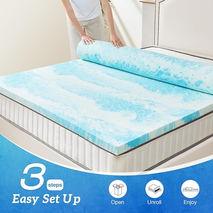Sweetcrispy Mattress Topper Twin XL, 3 Inch Thick Memory Foam Gel Infused - Image 3