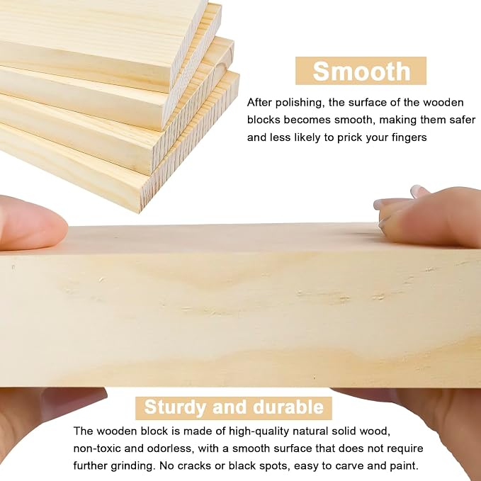 4 PCS Solid Wood Blocks, Laser Engraving, DIY Signs, Home Decor and Craft - Image 3