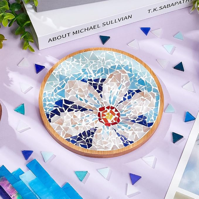 WEBEEDY DIY Mosaic Craft Kit Flower Bamboo Coasters Kits - Image 5