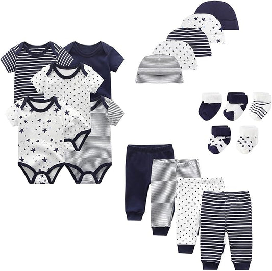 Unisex Baby Boy Girl Layette Sets Bodysuits Pants And Accessories 19 Packs Comfort Infant Outfit New Born Essentials