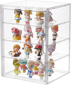 4 Tiers Clear Acrylic Display Case, Plastic Storage Bins by beehomay