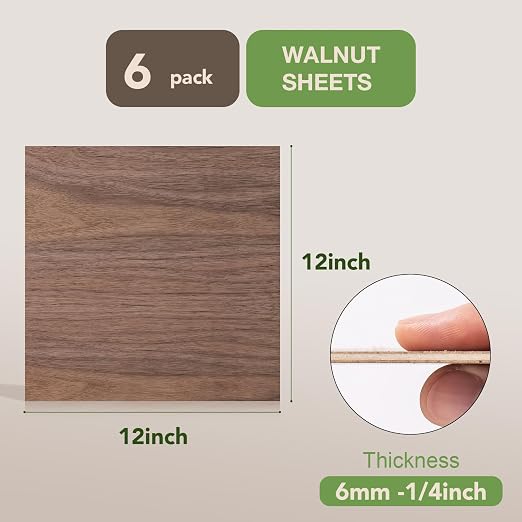 Rowood 6 Pack Walnut Plywood 1/4, Thin 6mm Unfinished Plywood - Image 4