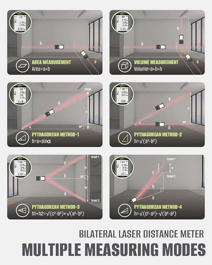 Inkerma Dual Laser Measurement Tool, 525Ft/160M Bilateral Laser Distance Meter - Image 6