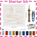 INFUNLY 2PCS Sea Lighthouse Punch Needle Embroidery Kit - Image 2
