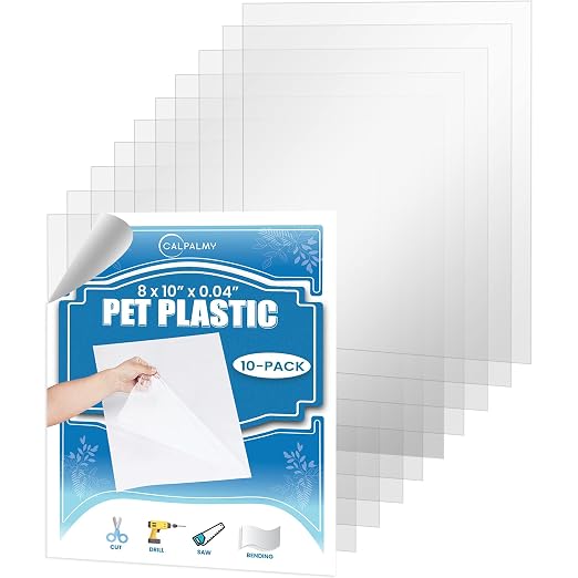 10 Pack of 8x10” PET Sheet/Plexiglass Panels 0.04” Thick; Use by CalPalmy