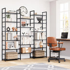 NUMENN Triple Column 6 Tier Bookshelf, Bookcase - Image 4