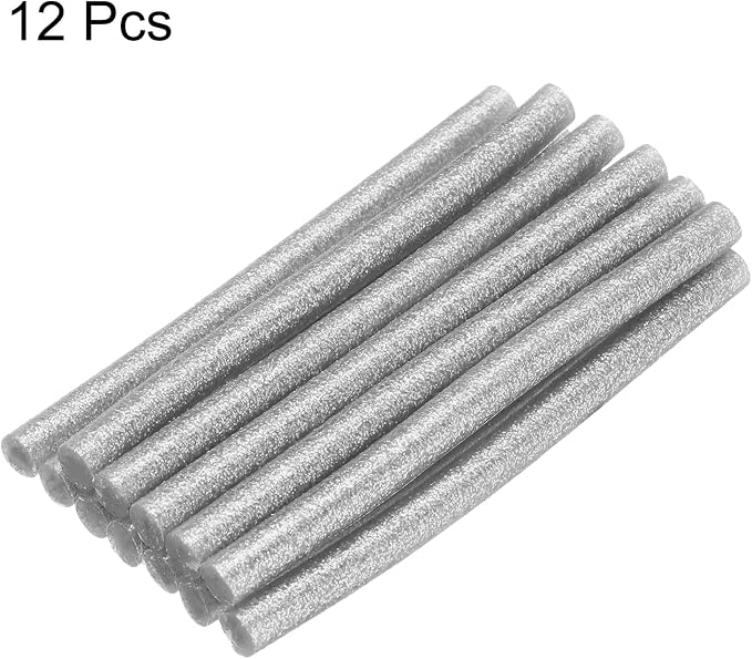 uxcell Mini Hot Glue Sticks for Glue Gun 7mm x 100mm Glitter Silver 12pcs - Image 3