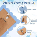 AceOrbit 4x6 Inches Haze Blue Flower Wavy Picture Frame Cute Wavy Edge Wooden - Image 3