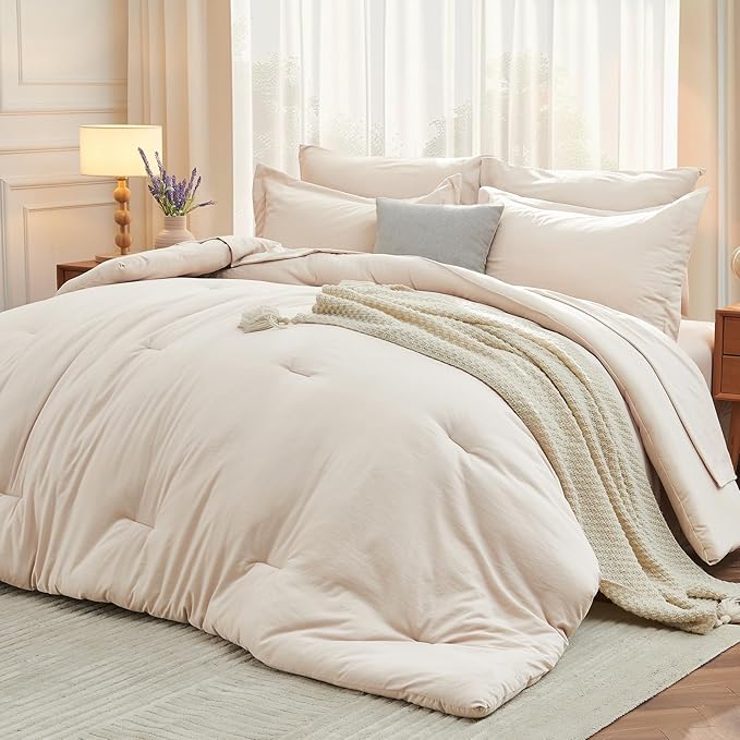 MUXHOMO 7 Pieces Queen Comforter Set, Soft Bed in a Bag Queen Size, All Season by MUXHOMO