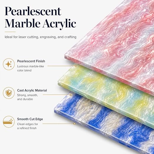 TOEPODO Pearlescent Marble Acrylic Sheets, 1/8" Thickness, Opaque Cast Pearl - Image 3