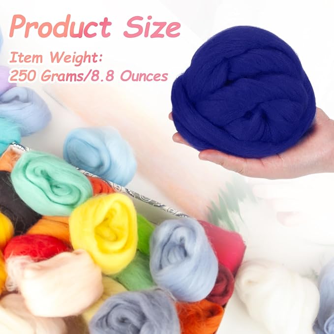 PATIKIL Wool Roving Yarn, 250G/8.8OZ Felting Wool Pure Roving Yarn - Image 2