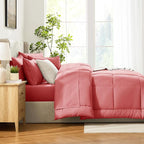 CozyLux King Size Comforter Set Coral, 7 Pieces Bed in a Bag, Coral Comforter - Image 9