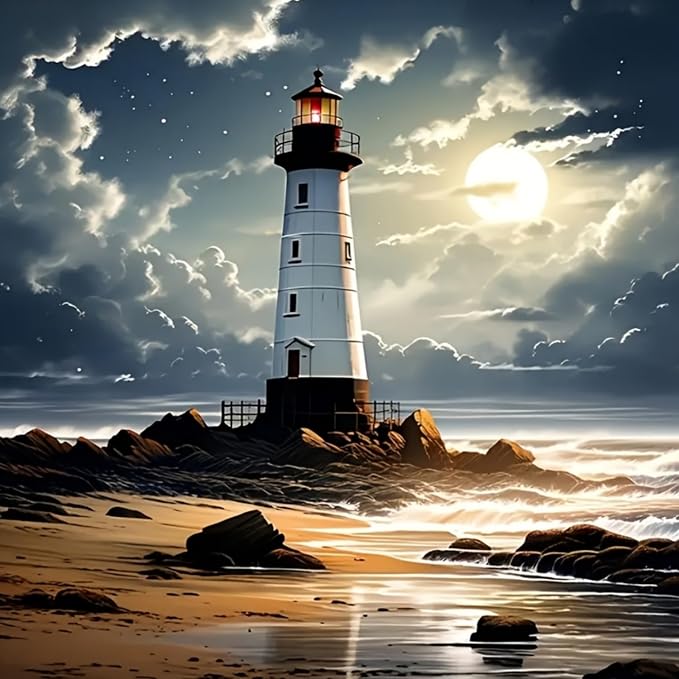 CHWGLFGG 5D Diamond Art Kits for Adults Beginners, Lighthouse Diamond Painting by CHWGLFGG