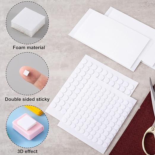Joez Wonderful 4 Sheets Foam Adhesive Squares＆Circles, Precut Squares Strips - Image 3