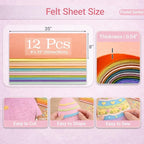 Large Stiff Felt Sheets 8"x35" – 12 Assorted Colors Felt Fabric Bundle Pack - Image 3