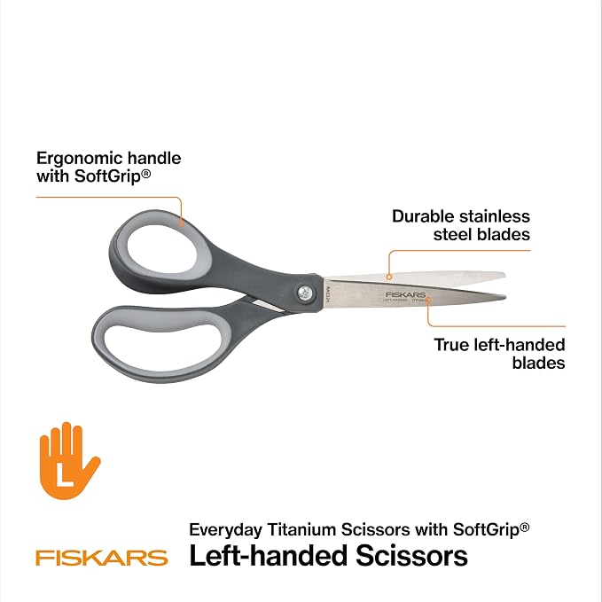 Fiskars 8" Left-Handed Titanium All Purpose Scissors - Image 3