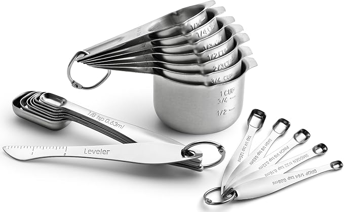 Spring Chef Stainless Steel Measuring Cups and Spoons Set of 20 w/Leveler | by SpringChef