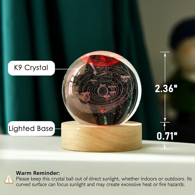 IFOLAINA 3D Solar System Crystal Ball 60mm Universe Gifts - Image 3