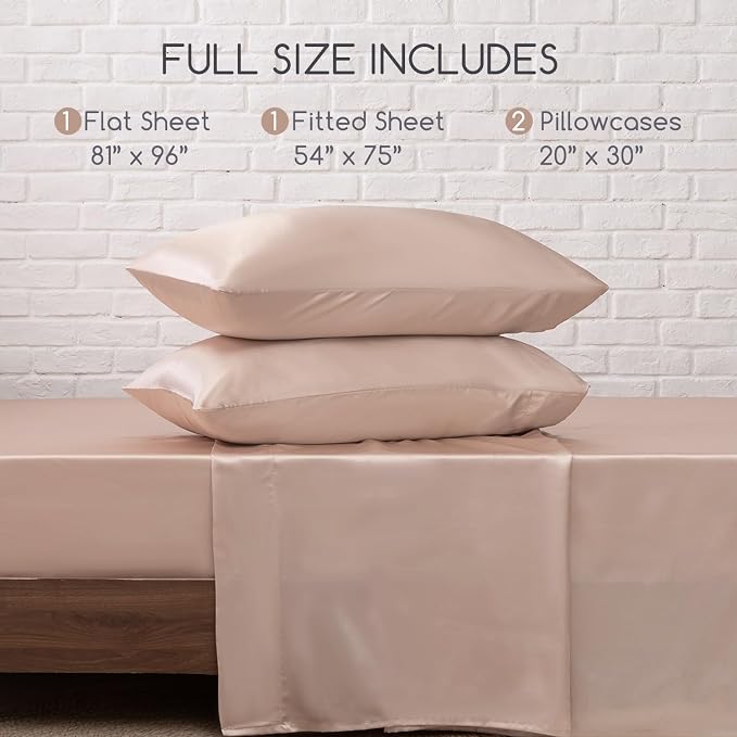 MR&HM Satin Bed Sheets, Full Size Sheets Set - Image 7