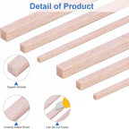 444Pcs Balsa Wood Sticks Variety Sizes Wood Strips Square Wooden Dowels Rod | - Image 3