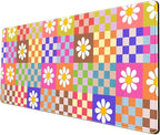 Pink Desk Mat Trendy Checkered Aesthetic Desk Pad Computer Large Mouse Pad by YKJWW
