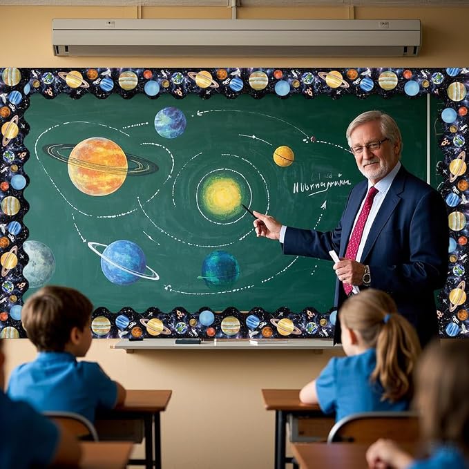 69 Ft Outer Space Border, Galaxy Space Scalloped Trim ，Night Sky Classroom - Image 5