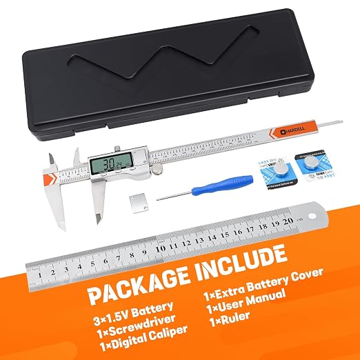 HARDELL 8" Digital Caliper, All-Metal Electronic Micrometer - Image 7