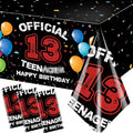 13th Birthday Decorations for Boys Red Black 13th Happy Birthday Tablecloth for by Dydamud