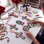48PCS Sunday School VBS Crafts Bulk: Paper Cross Fish Nativity Suncatchers - Image 6