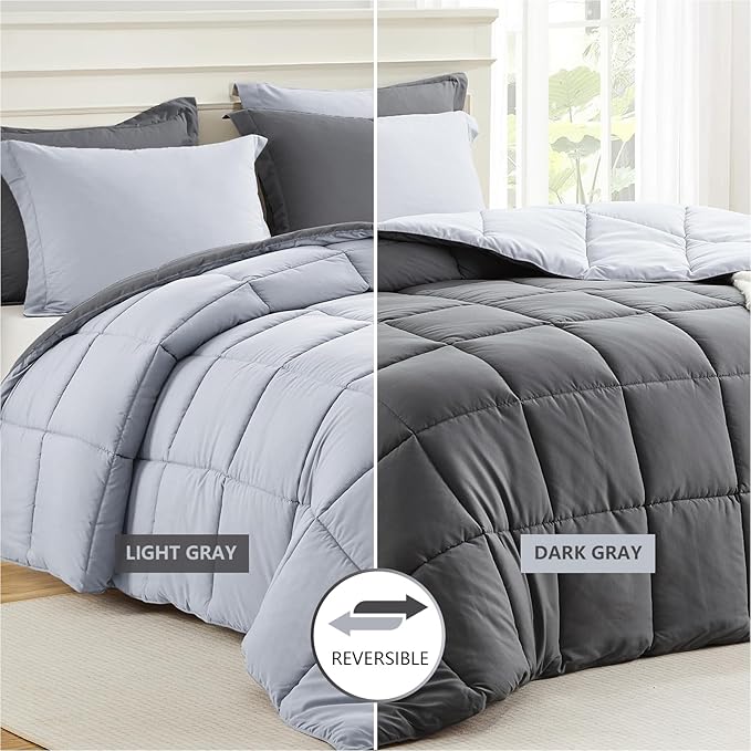 Homelike Moment Twin Comforter Set Grey, Comforters Twin Size Bed Sets - Image 2