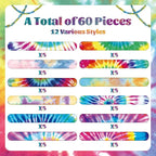 60PCS Tie Dye Party Favors Slap Bracelets, Groovy Wristbands Bracelets Goodie - Image 3