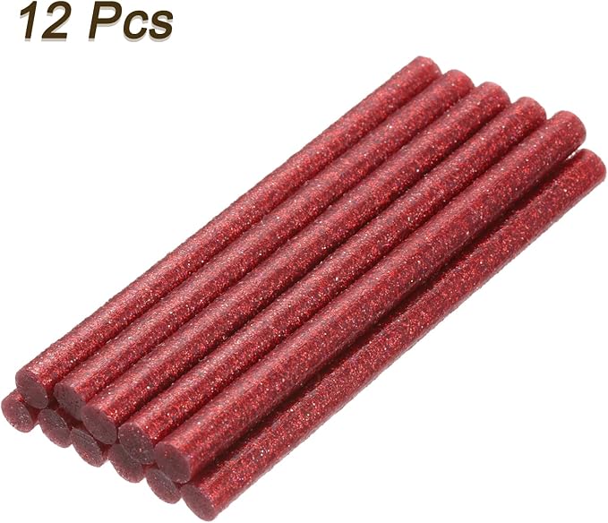 uxcell Mini Hot Glue Sticks for Glue Gun 7mm x 100mm Glitter Bright Red 12pcs - Image 3