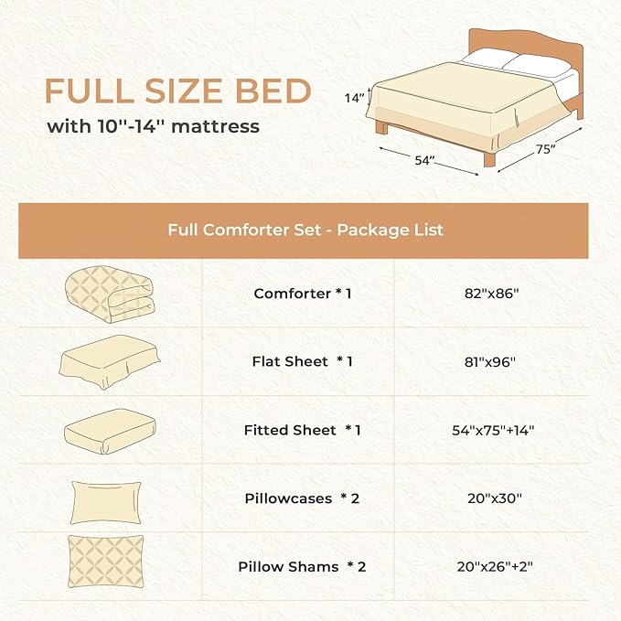 Sasttie Full Size Comforter Set, 7-Piece Bed in a Bag, Pintuck Bedding Sets - Image 7