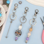 12pcs Blank Beaded Keychain Bars DIY Accessories Metal Beaded Keychain - Image 5