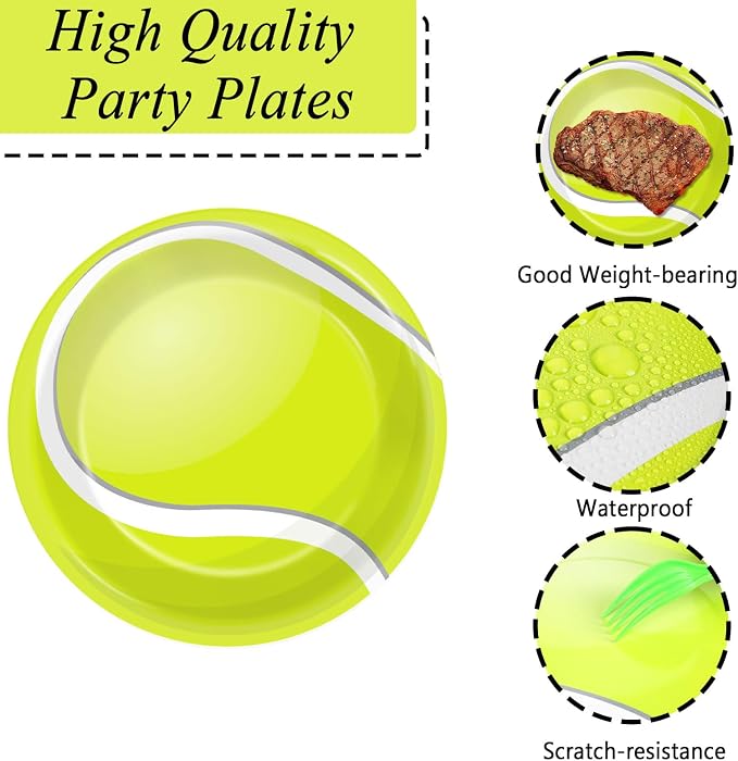 Qyeahkj 50 Guests Tennis Plates and Napkins Party Supplies Tennis Ball Birthday - Image 3