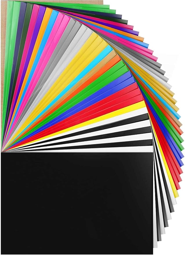 HTV Heat Transfer Vinyl Bundle 37Pack 12" x 10" Vinyl Sheets, Iron On Vinyl by YUITCE