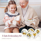 5 Pack embroidery kit for beginners Adults DIY Starter Kit, Sunflower Gifts for - Image 5