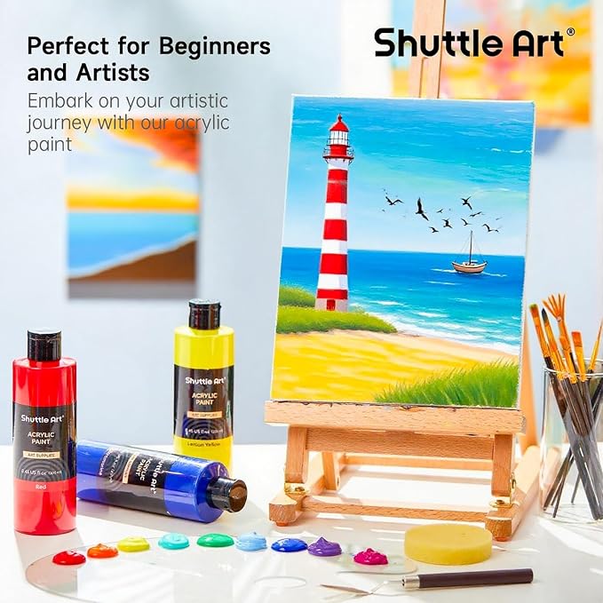 Shuttle Art 12 Colors Acrylic Paint, 250ml/8.45oz Bottles Acrylic Paint Set - Image 2