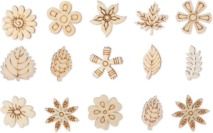 100 Pack Wooden Flower Cutouts for Crafts, 20mm Wood Spring Ornaments to Paint - Image 2