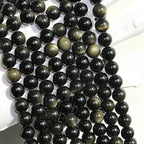 MJDCB 5A Natural Stone Beads Gold Obsidian Round Loose Beads - Image 6